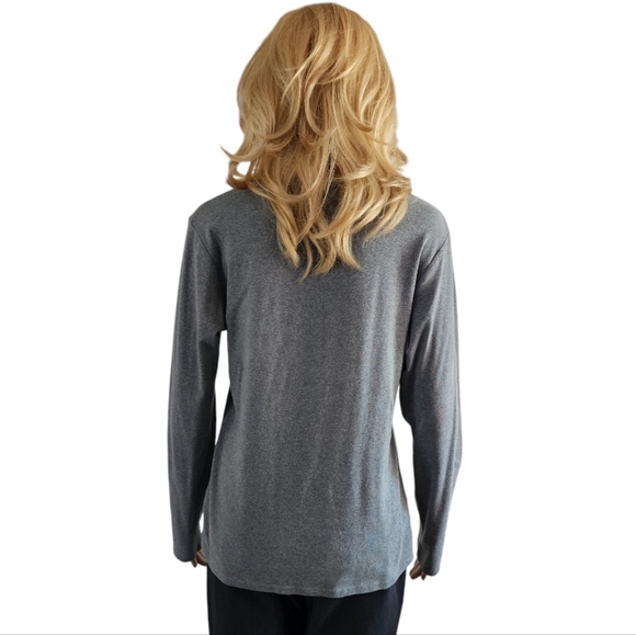 Company Ellen Tracy long sleeve scoop neck gray tee, size L - Picture 4 of 7